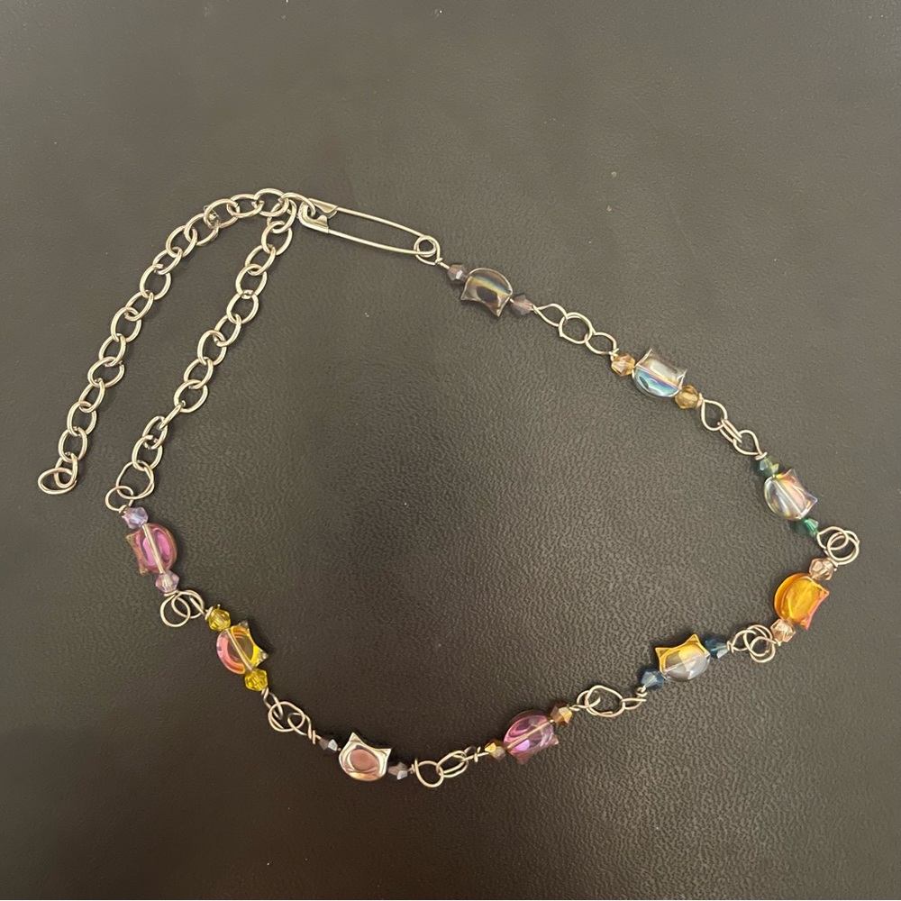 Handmade cat glass bead necklace